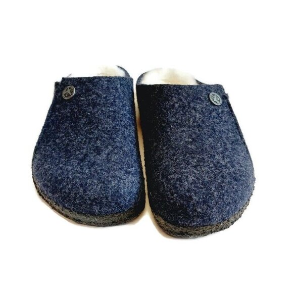 Birkenstock Zermatt Shearling Lined Slide Slippers Kids Size L1 EU32 Dark Blue - Picture 6 of 9